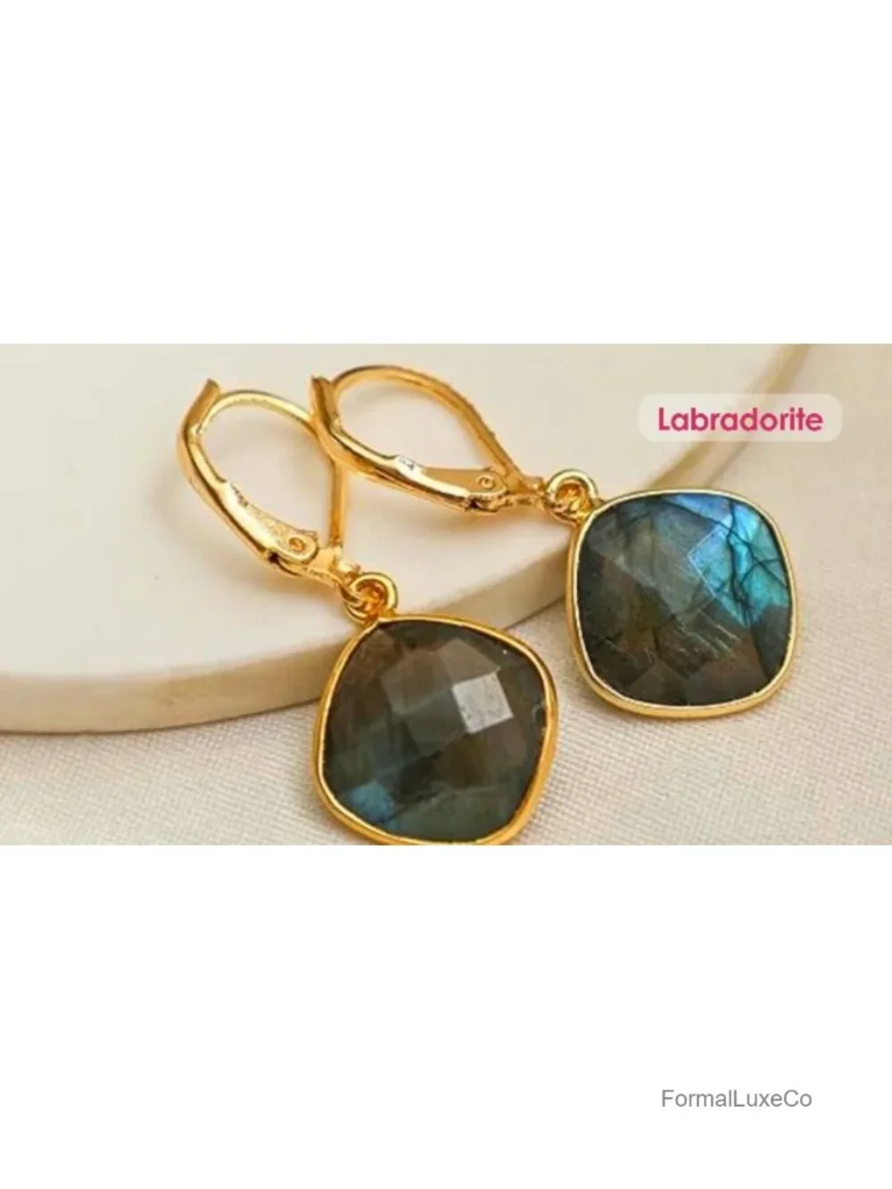 Genuine Clear Quartz Leverback Drop Earrings for Women, Gold Dangle Crystal